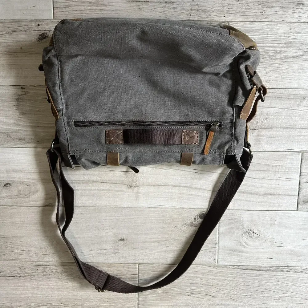 Lifewit Canvas Messenger Bag Medium Gray Laptop Shoulder Satchel Travel